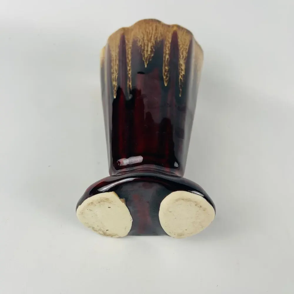 Vintage Brown and Caramel Drip Glaze Vase   7 1/4”